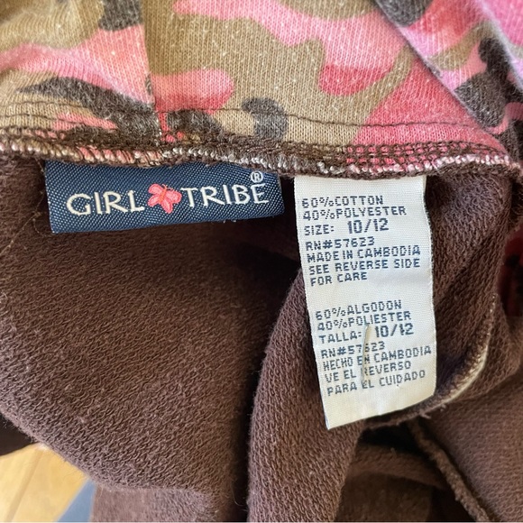 VINTAGE Y2K GIRL TRIBE BROWN PINK CAMO BUTTERFLY ZIP UP HOODIE SIZE 10/12 - Picture 5 of 6